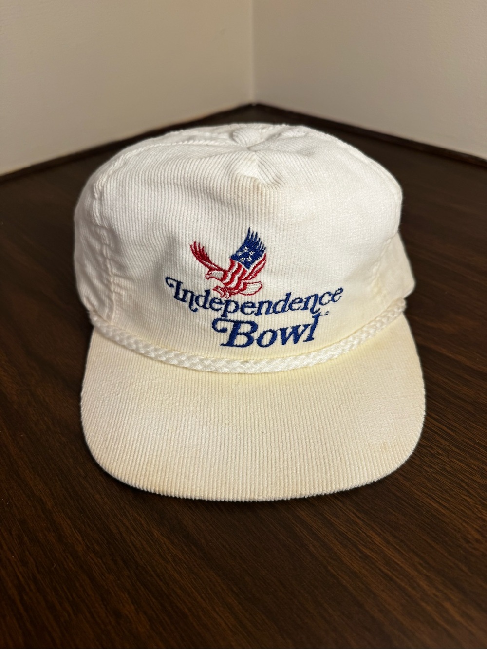 Vintage Independence Bowl Corduroy Leather Strap Hat USA Made Cap